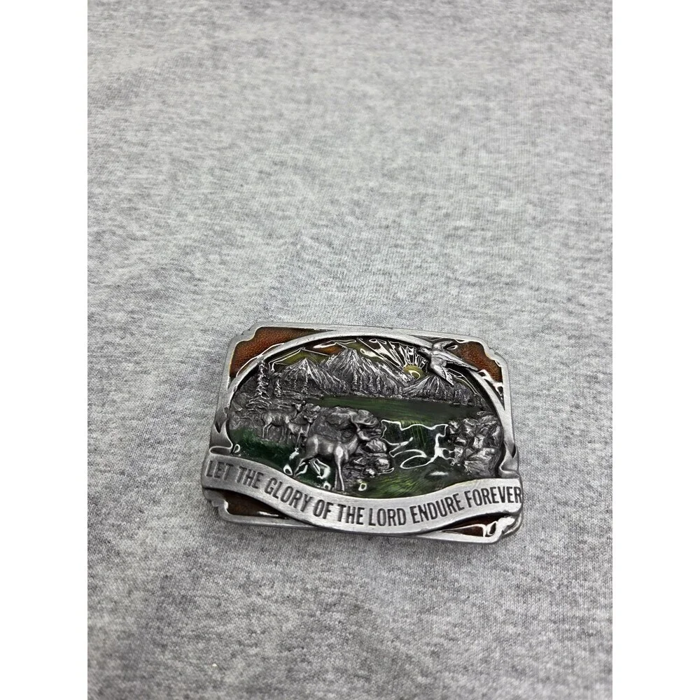 1983 Siskiyou Glory of the Lord Religious Enamel Belt Buckle